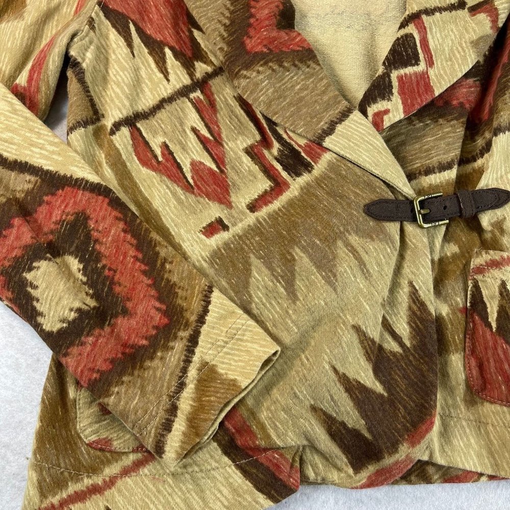Vintage LRL RALPH LAUREN Womens M Southwest Aztec Shawl Collar Wrap Sweater - Picture 5 of 9